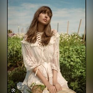 SOLD - Spell & the Gypsy - EUC Sz L - lace up tunic/dress in cream